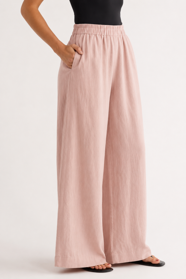 pink linen pants